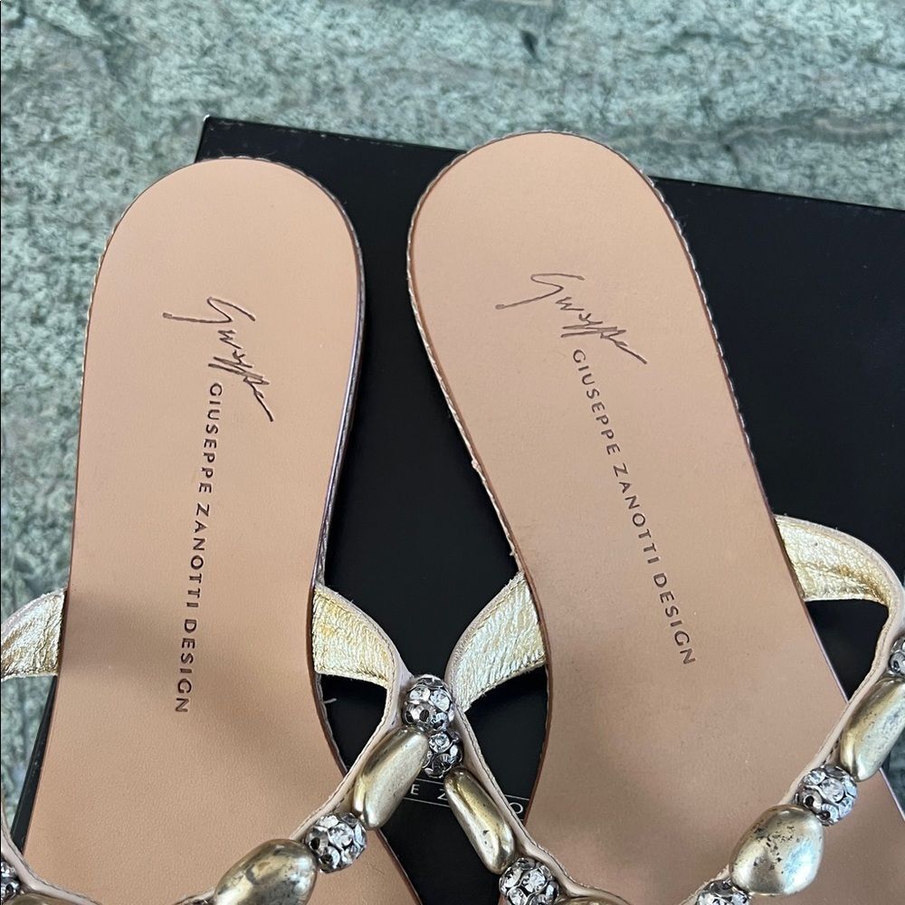 New Giuseppe Zenotti Elegant Gold and Tan Women's Sandals 38 - Picture 3 of 5